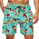 Custom Swim Trunks Men Personalized Funny Swim Beach Shorts with Faces on Them Custom Birthday Gifts for Men