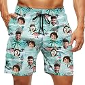 Custom Swim Trunks Men Personalized Funny Swim Beach Shorts with Faces on Them Custom Birthday Gifts for Men