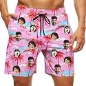 Custom Swim Trunks Men Personalized Funny Swim Beach Shorts with Faces on Them Custom Birthday Gifts for Men