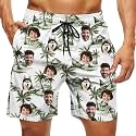 Custom Swim Trunks Men Personalized Funny Swim Beach Shorts with Faces on Them Custom Birthday Gifts for Men