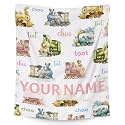 Custom Train Blanket for Boys - 30x40 Inches Lap Size - Soft Fuzzy Warm Throws Gifts - White Cute Throw Blanket for Couch, Work
