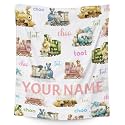 Custom Train Blanket for Boys - 40x50 Inches Crib Size - Soft Fuzzy Warm Throws Gifts - White Cute Throw Blanket for Couch, Sofa