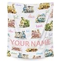 Custom Train Blanket for Boys - 60x80 Inches Twin Size - Soft Fuzzy Warm Throws Gifts - White Cute Throw Blanket for Bed, Couch, Sofa