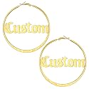 Custom4U Bamboo Earrings for Women Personalized Gold Hoop Name Earrings