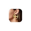 Custom4U Bamboo Earrings for Women Personalized Gold Hoop Name Earrings