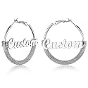 Custom4U Bamboo Earrings for Women Personalized Gold Hoop Name Earrings