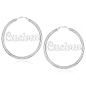 Custom4U Bamboo Earrings for Women Personalized Gold Hoop Name Earrings
