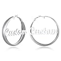 Custom4U Bamboo Earrings for Women Personalized Gold Hoop Name Earrings