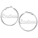 Custom4U Bamboo Earrings for Women Personalized Gold Hoop Name Earrings