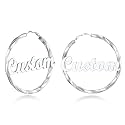 Custom4U Bamboo Earrings for Women Personalized Gold Hoop Name Earrings