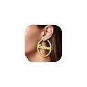 Custom4U Bamboo Earrings for Women Personalized Gold Hoop Name Earrings
