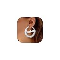 Custom4U Bamboo Earrings for Women Personalized Gold Hoop Name Earrings