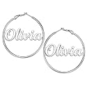 Custom4U Bamboo Earrings for Women Personalized Gold Hoop Name Earrings