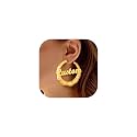 Custom4U Bamboo Earrings for Women Personalized Gold Hoop Name Earrings