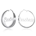 Custom4U Bamboo Earrings for Women Personalized Gold Hoop Name Earrings