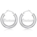 Custom4U Bamboo Earrings for Women Personalized Gold Hoop Name Earrings