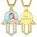 Custom4U Picture Necklace Personalized Photo Circle Chain for Men Women
