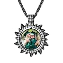 Custom4U Picture Necklace Personalized Photo Circle Chain for Men Women