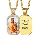 Custom4U Picture Necklace Personalized Photo Circle Chain for Men Women