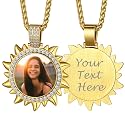 Custom4U Picture Necklace Personalized Photo Circle Chain for Men Women