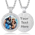 Custom4U Picture Necklace Personalized Photo Circle Chain for Men Women