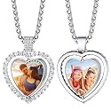 Custom4U Picture Necklace Personalized Photo Circle Chain for Men Women