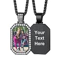 Custom4U Picture Necklace Personalized Photo Circle Chain for Men Women
