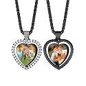 Custom4U Picture Necklace Personalized Photo Circle Chain for Men Women