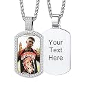 Custom4U Picture Necklace Personalized Photo Circle Chain for Men Women