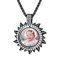 Custom4U Picture Necklace Personalized Photo Circle Chain for Men Women