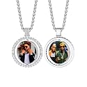 Custom4U Picture Necklace Personalized Photo Circle Chain for Men Women