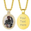 Custom4U Picture Necklace Personalized Photo Circle Chain for Men Women