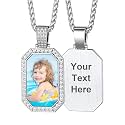 Custom4U Picture Necklace Personalized Photo Circle Chain for Men Women