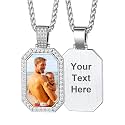 Custom4U Picture Necklace Personalized Photo Circle Chain for Men Women