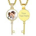 Custom4U Picture Necklace Personalized Photo Circle Chain for Men Women
