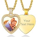 Custom4U Picture Necklace Personalized Photo Circle Chain for Men Women