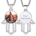 Custom4U Picture Necklace Personalized Photo Circle Chain for Men Women