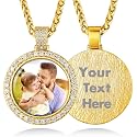 Custom4U Picture Necklace Personalized Photo Circle Chain for Men Women