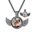 Custom4U Picture Necklace Personalized Photo Circle Chain for Men Women