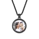 Custom4U Picture Necklace Personalized Photo Circle Chain for Men Women