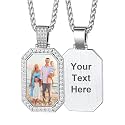 Custom4U Picture Necklace Personalized Photo Circle Chain for Men Women