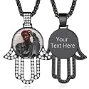 Custom4U Picture Necklace Personalized Photo Circle Chain for Men Women