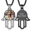 Custom4U Picture Necklace Personalized Photo Circle Chain for Men Women