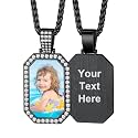 Custom4U Picture Necklace Personalized Photo Circle Chain for Men Women