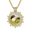 Custom4U Picture Necklace Personalized Photo Circle Chain for Men Women