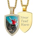 Custom4U Picture Necklace Personalized Photo Circle Chain for Men Women