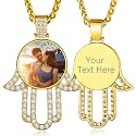 Custom4U Picture Necklace Personalized Photo Circle Chain for Men Women