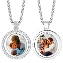 Custom4U Picture Necklace Personalized Photo Circle Chain for Men Women