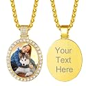 Custom4U Picture Necklace Personalized Photo Circle Chain for Men Women