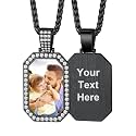 Custom4U Picture Necklace Personalized Photo Circle Chain for Men Women